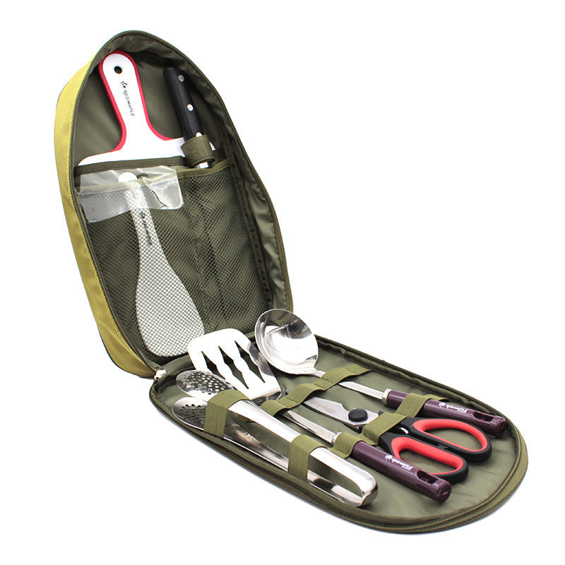 8 Piece Camp Kitchen Cooking Utensil Set Portable BBQ Camping