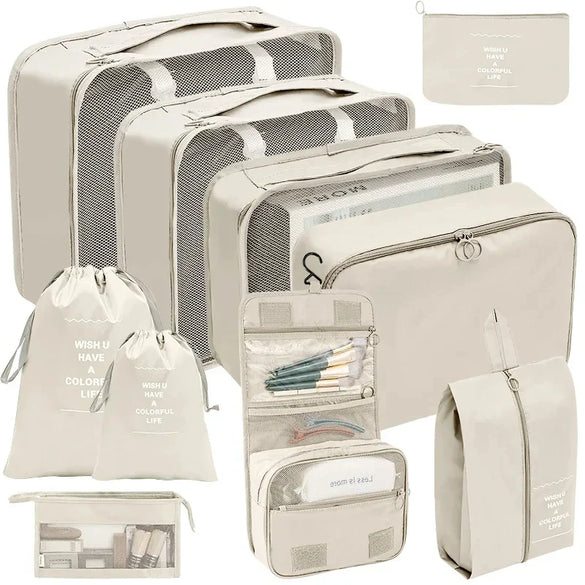 7 8 9 10 Piece Travel Organizer Packing Cubes Set