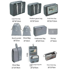 7 8 9 10 Piece Travel Organizer Packing Cubes Set