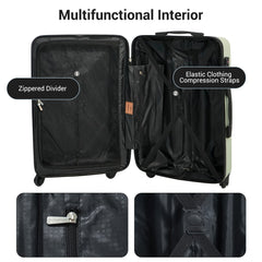7-Piece ABS Lightweight & Durable Luggage Set in Green