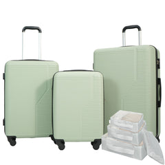 7-Piece ABS Lightweight & Durable Luggage Set in Green