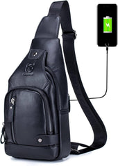 Men’s Leather Sling Bag – Secure Anti-Theft Classic Everyday