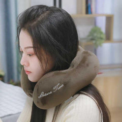 Memory Foam Travel Neck Pillow Folding Support Airplane Headrest Cushion